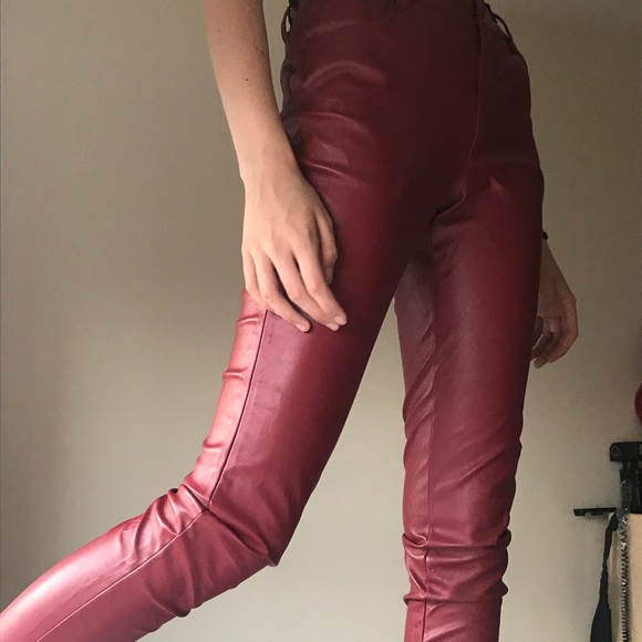 zaful Pants - Red Pleather Pants